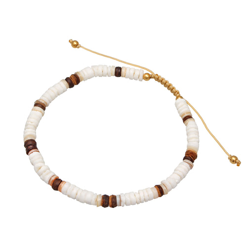 Gelang kaki perak 925 dengan coconut pearls elegan Elli Jewelry