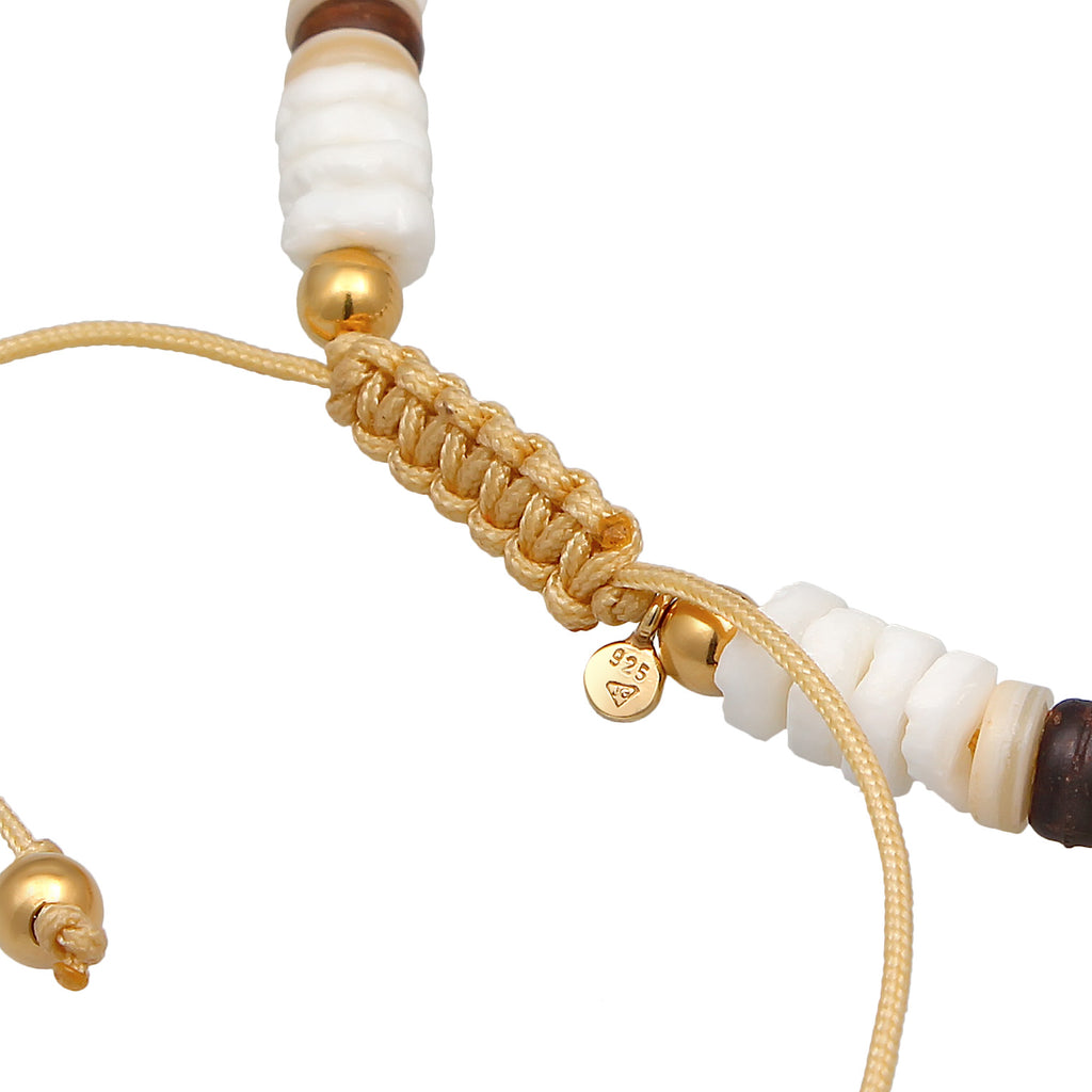 White Gelang Kaki Perhiasan Perak 925 Wanita Shell Coconut Pearls Gold Plated