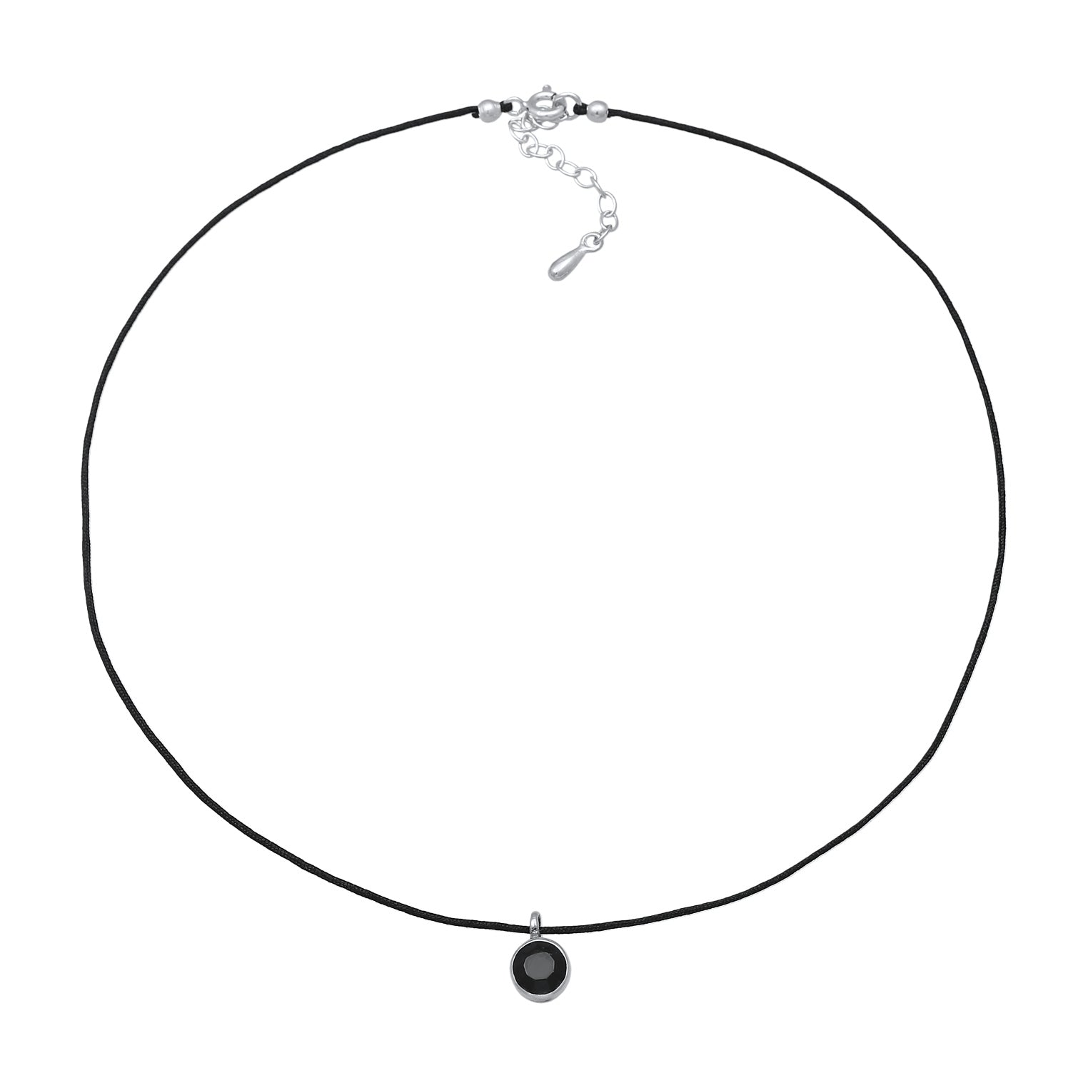 Black Kalung Perhiasan Perak 925 Wanita Choker Crystals