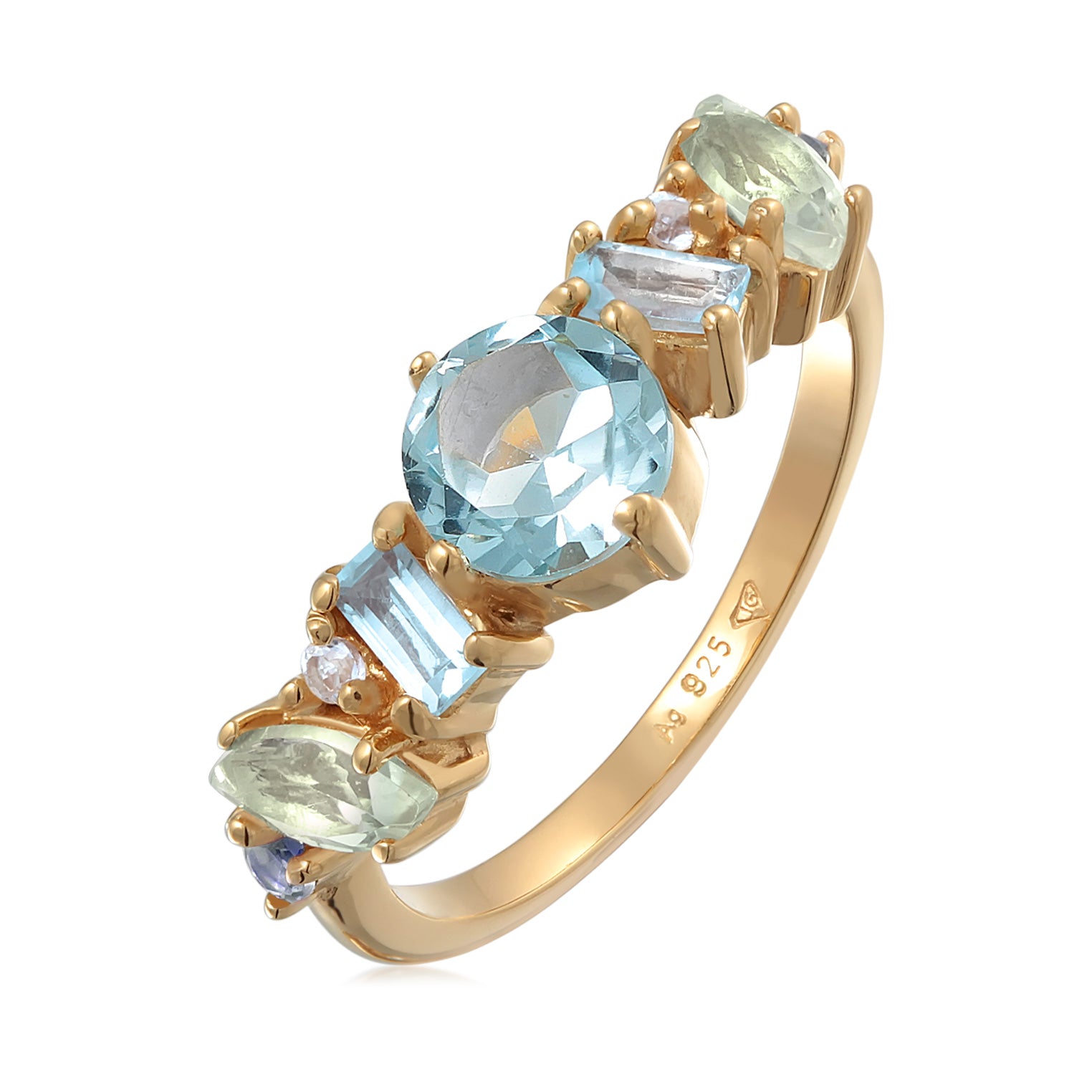 Cincin perak 925 lapis emas dengan moonstone elegan Elli Jewelry