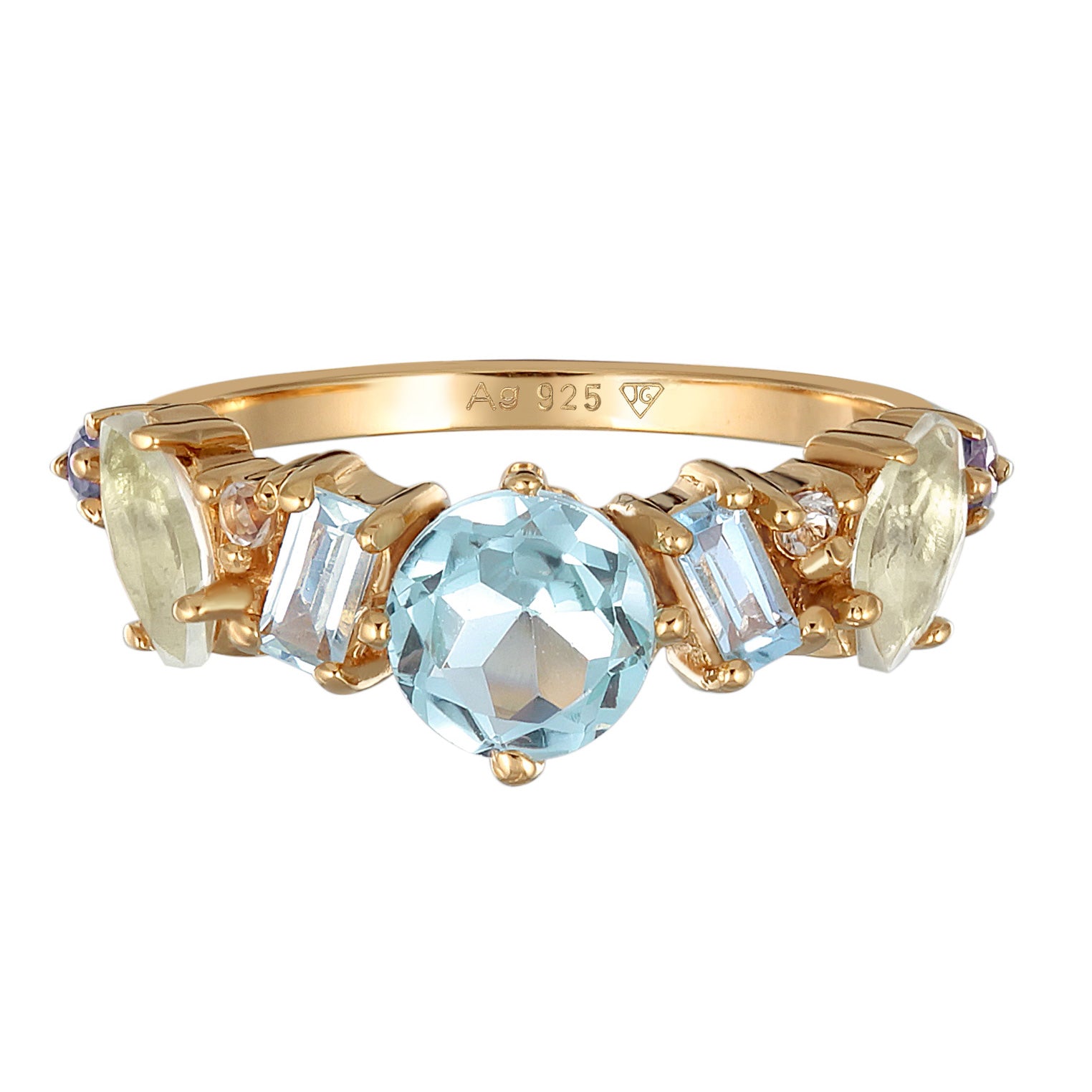 Cincin perak 925 lapis emas dengan moonstone elegan Elli Jewelry