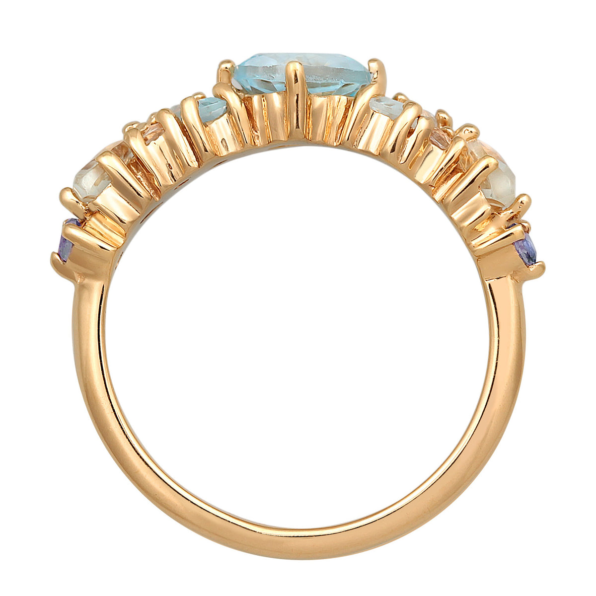 Gold - Elli PREMIUM | Blue Topaz Cocktail Ring 925 Silver Gold Plated