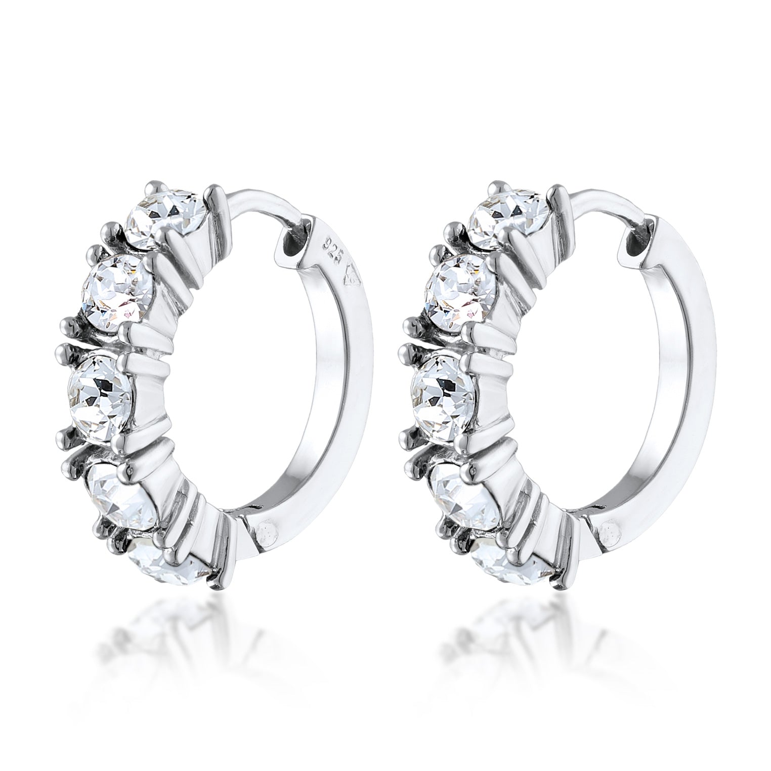 White Perhiasan Wanita Perak Asli - Silver Anting Creoles Crystals