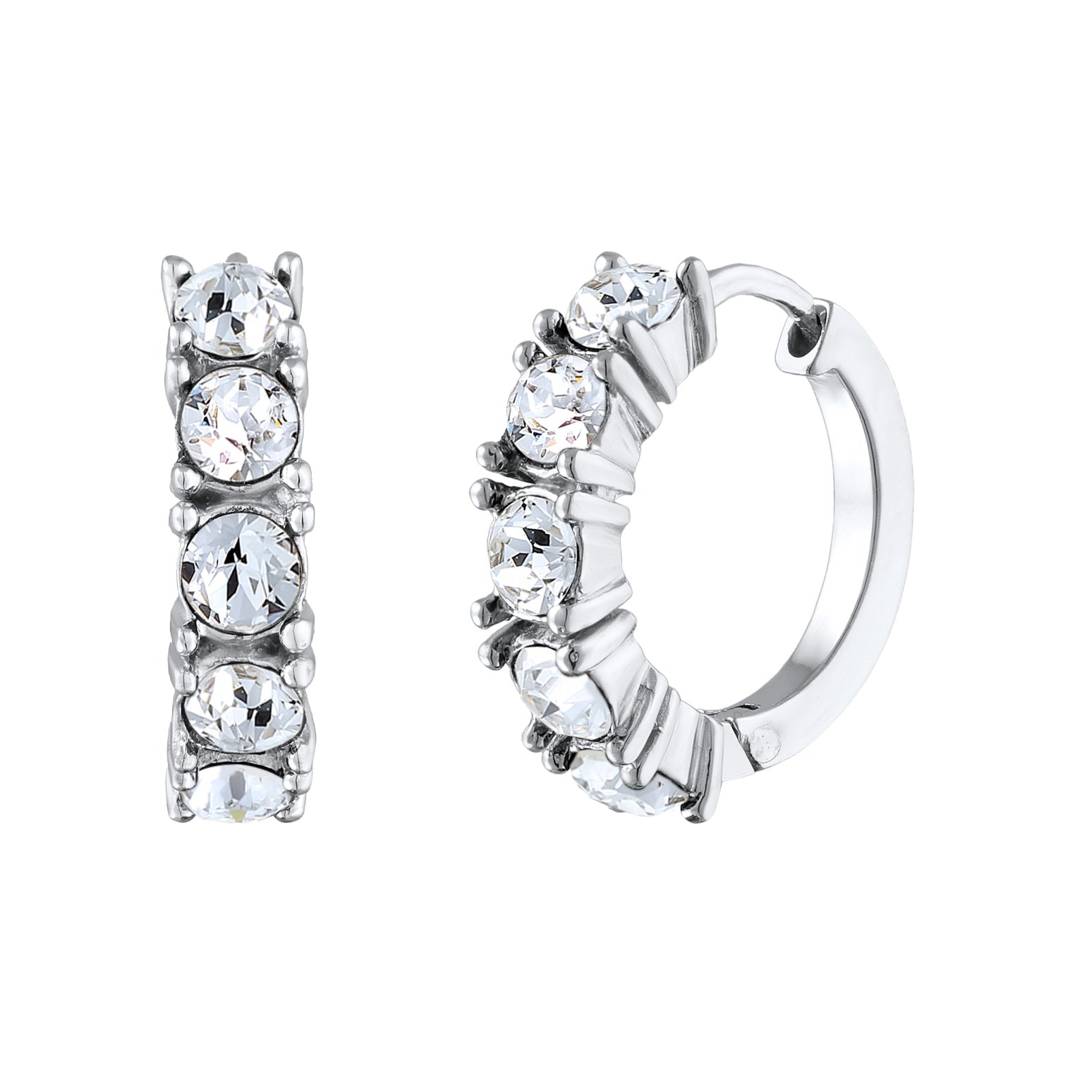 White Perhiasan Wanita Perak Asli - Silver Anting Creoles Crystals