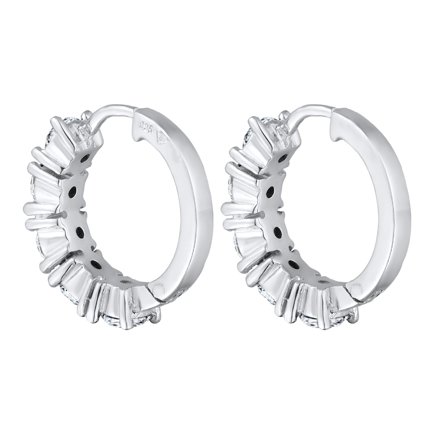 White Perhiasan Wanita Perak Asli - Silver Anting Creoles Crystals