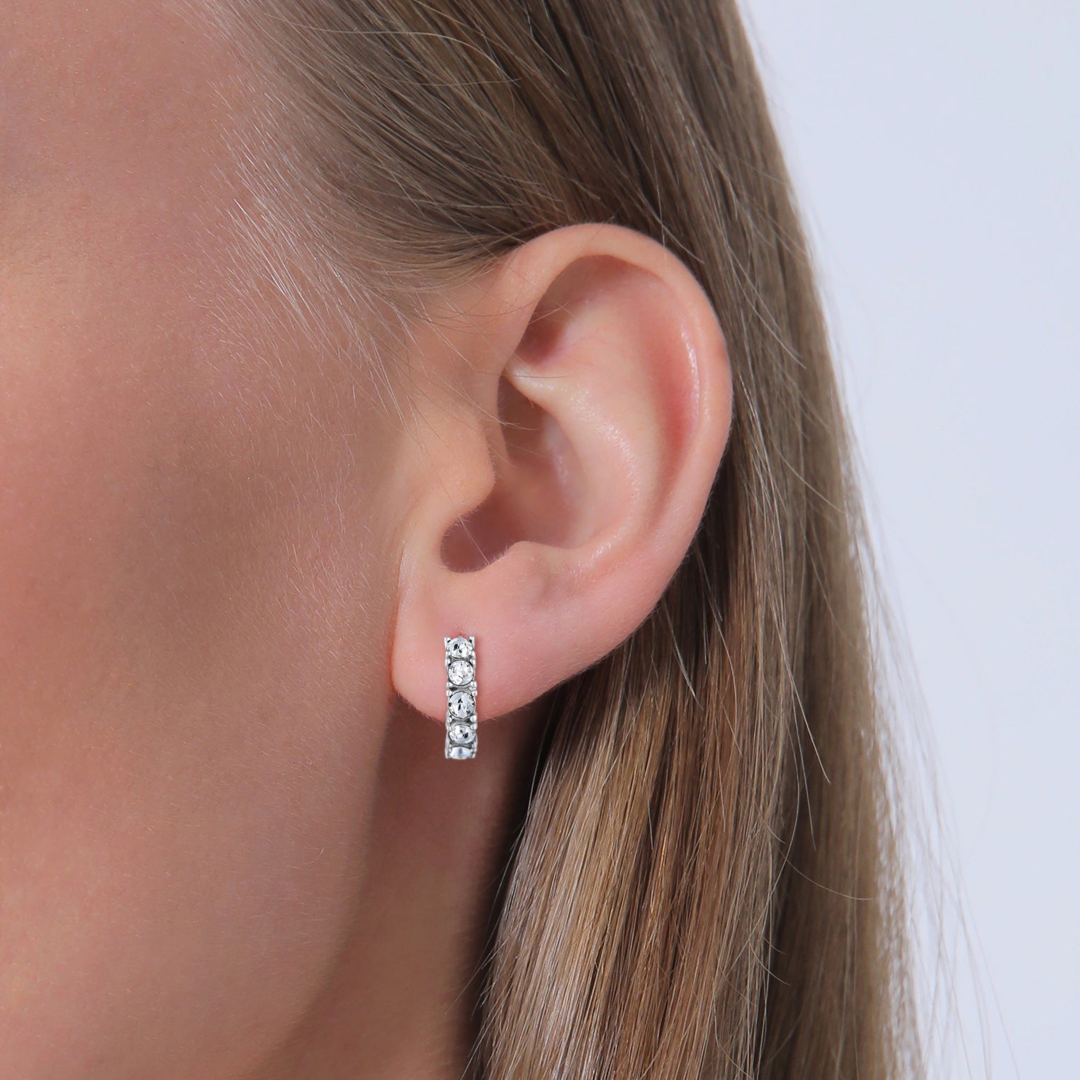 White Perhiasan Wanita Perak Asli - Silver Anting Creoles Crystals
