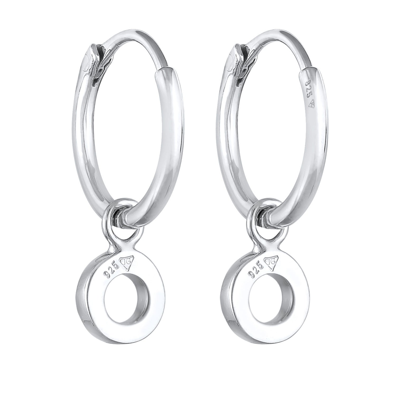 Silver Perhiasan Wanita Perak Asli - Silver Anting Creoles Pendant Round with Crystals