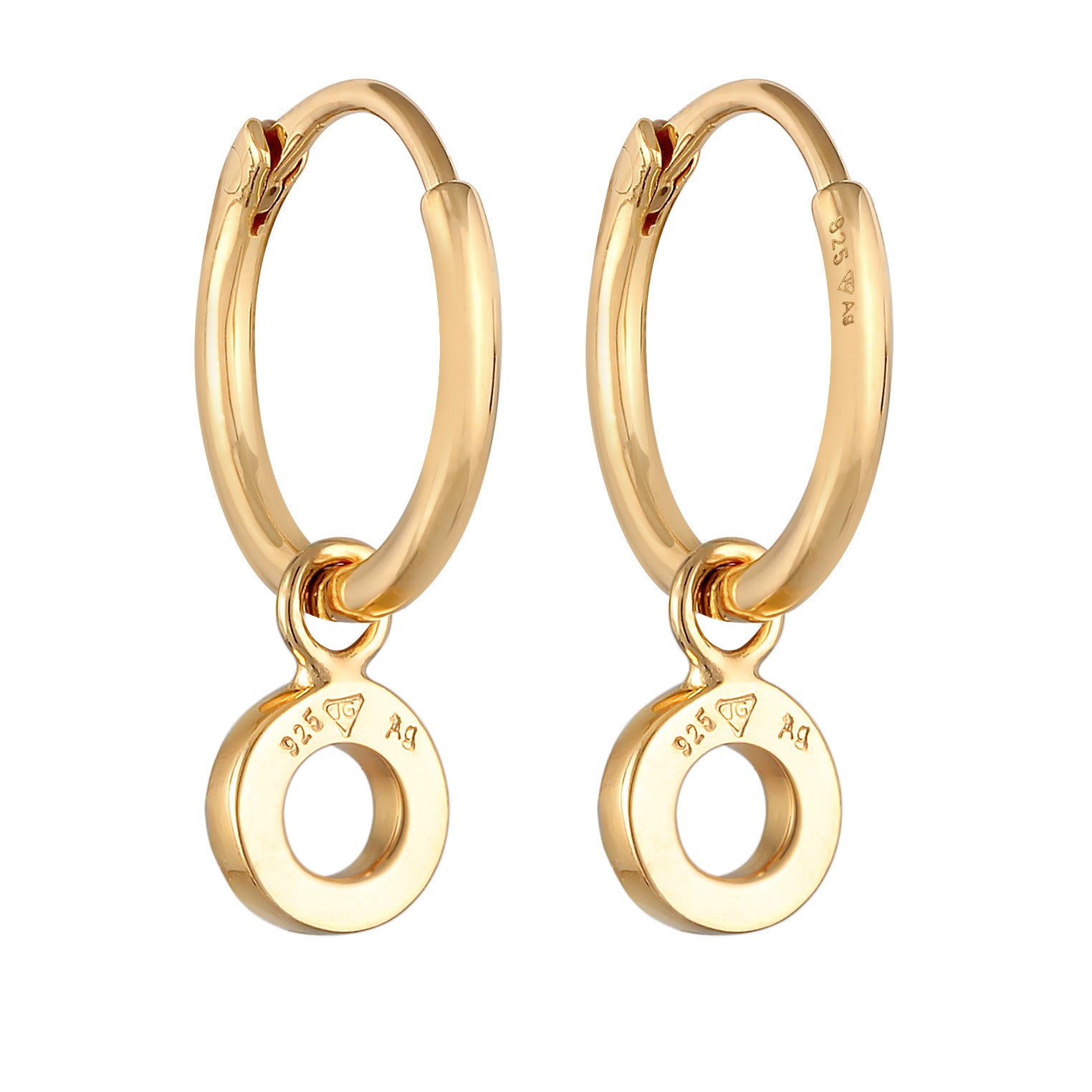 Gold Perhiasan Wanita Perak Asli - Silver Anting Creoles Pendant Round Crystals Lapis Emas
