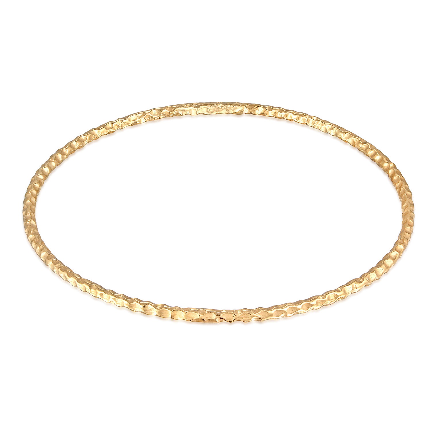 Gold Perhiasan Wanita Perak Asli - Silver Gelang Bangle Basic Hammered Gold Plated