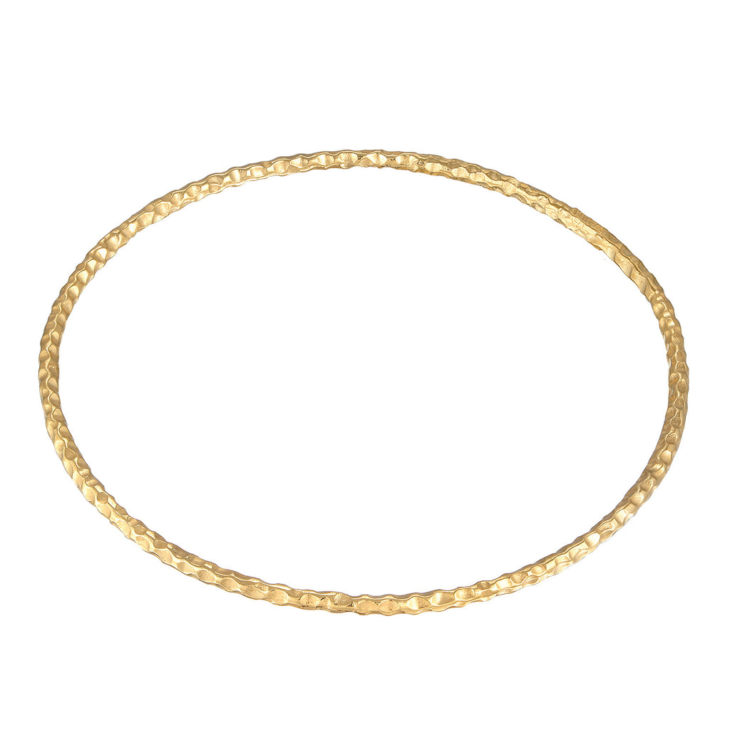 Gold Perhiasan Wanita Perak Asli - Silver Gelang Bangle Basic Hammered Gold Plated