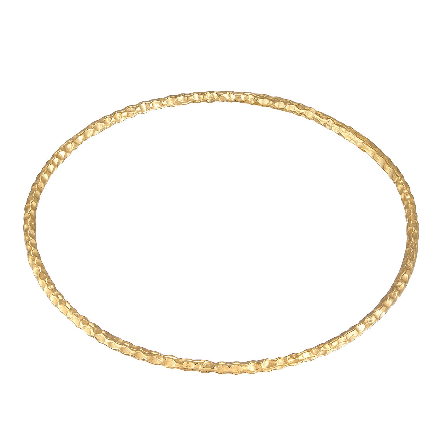 Gold Perhiasan Wanita Perak Asli - Silver Gelang Bangle Basic Hammered Gold Plated