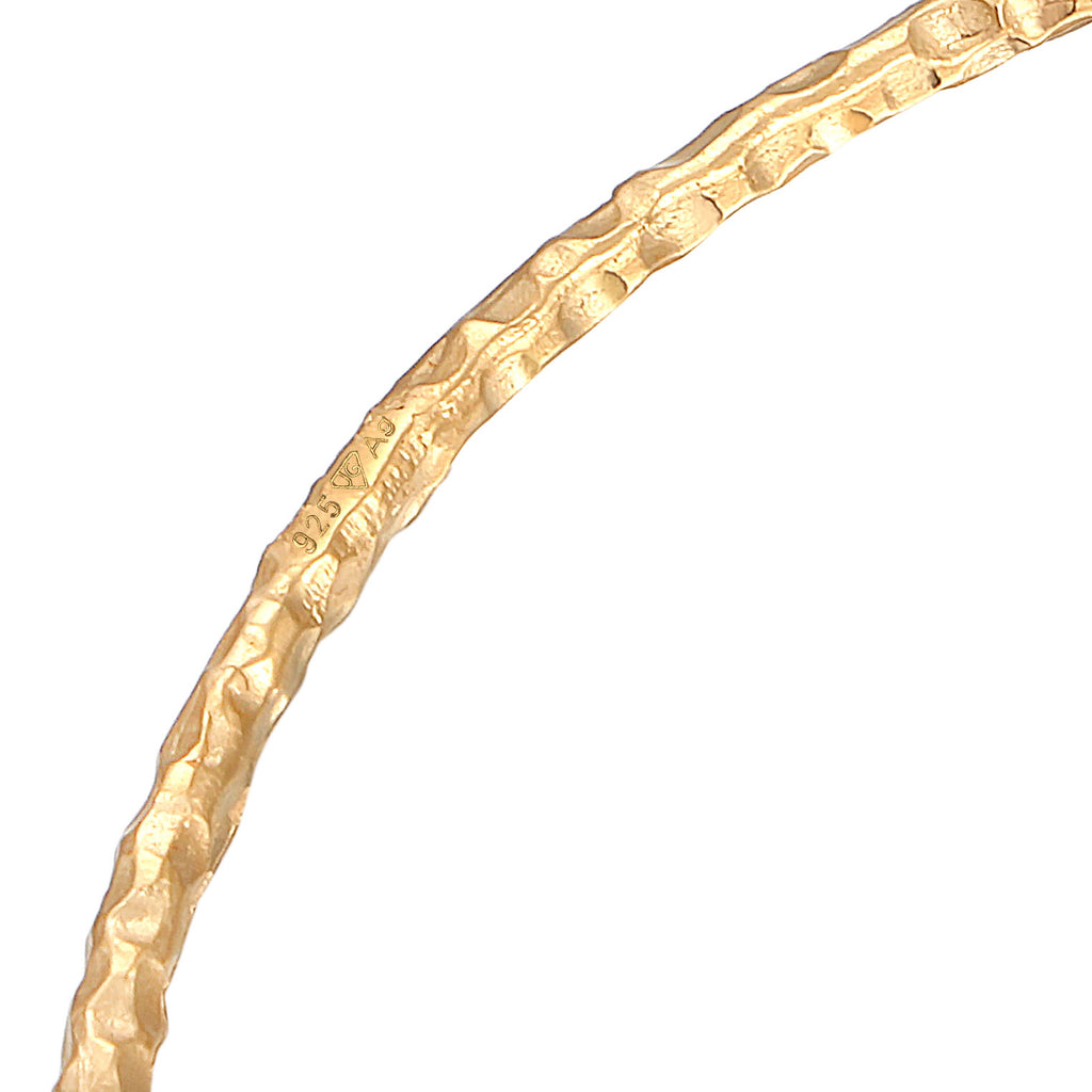 Gold Perhiasan Wanita Perak Asli - Silver Gelang Bangle Basic Hammered Gold Plated