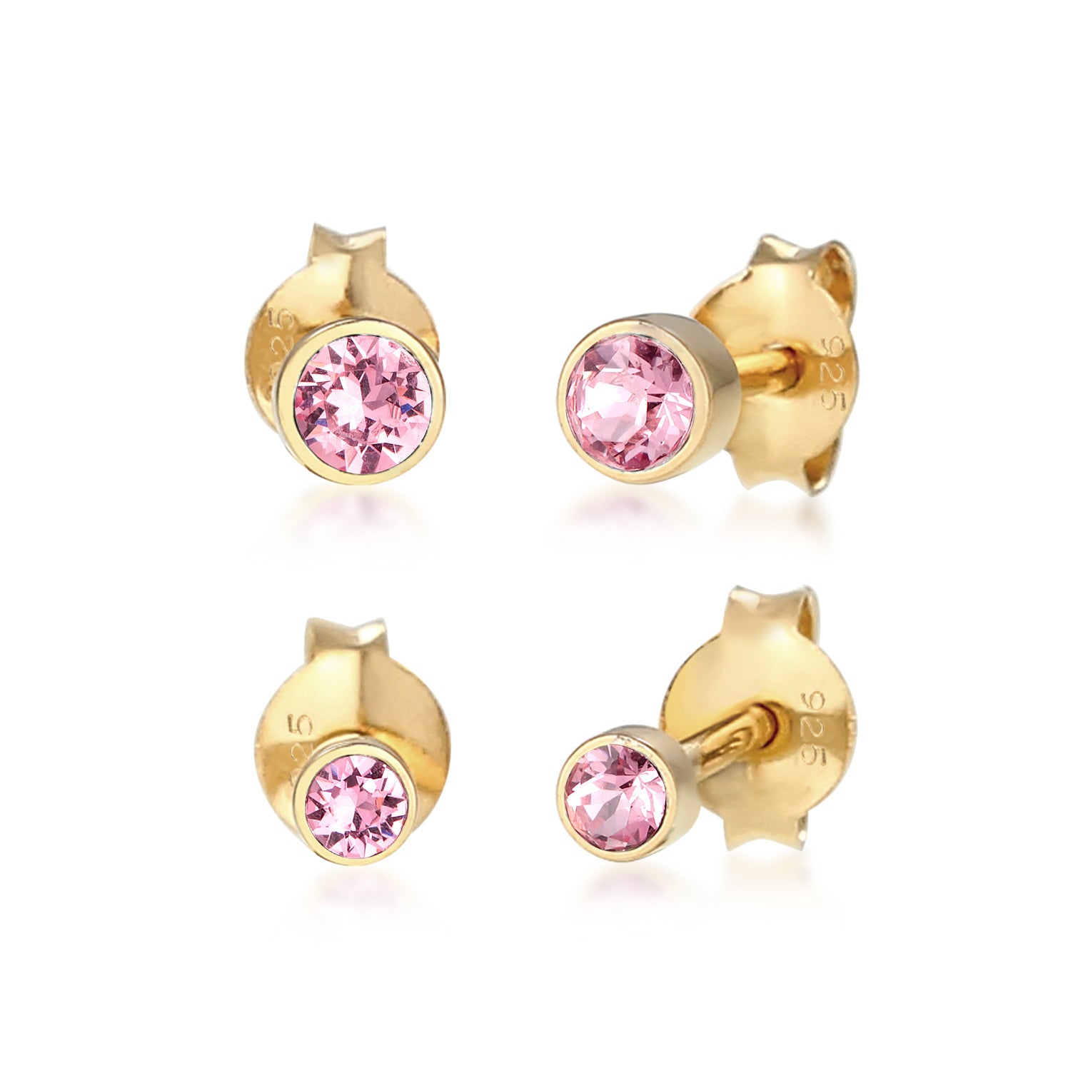 Gold Perhiasan Wanita Perak Asli - Silver Anting Set Crystal Stud Gold Plated