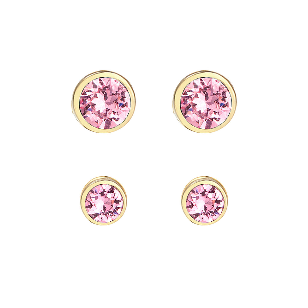 Gold Perhiasan Wanita Perak Asli - Silver Anting Set Crystal Stud Gold Plated