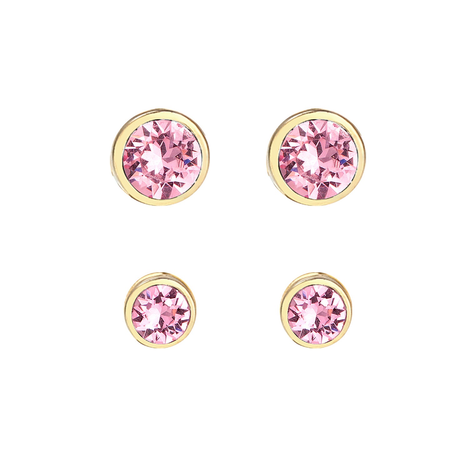 Gold Perhiasan Wanita Perak Asli - Silver Anting Set Crystal Stud Gold Plated