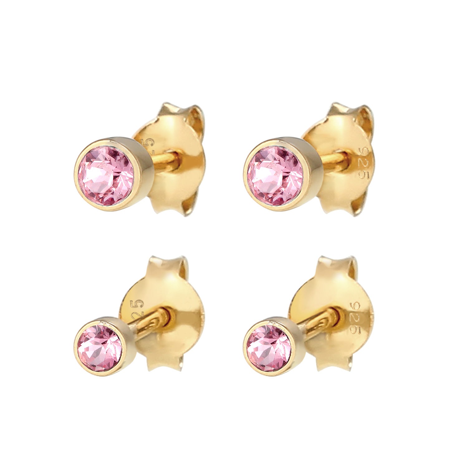 Gold Perhiasan Wanita Perak Asli - Silver Anting Set Crystal Stud Gold Plated