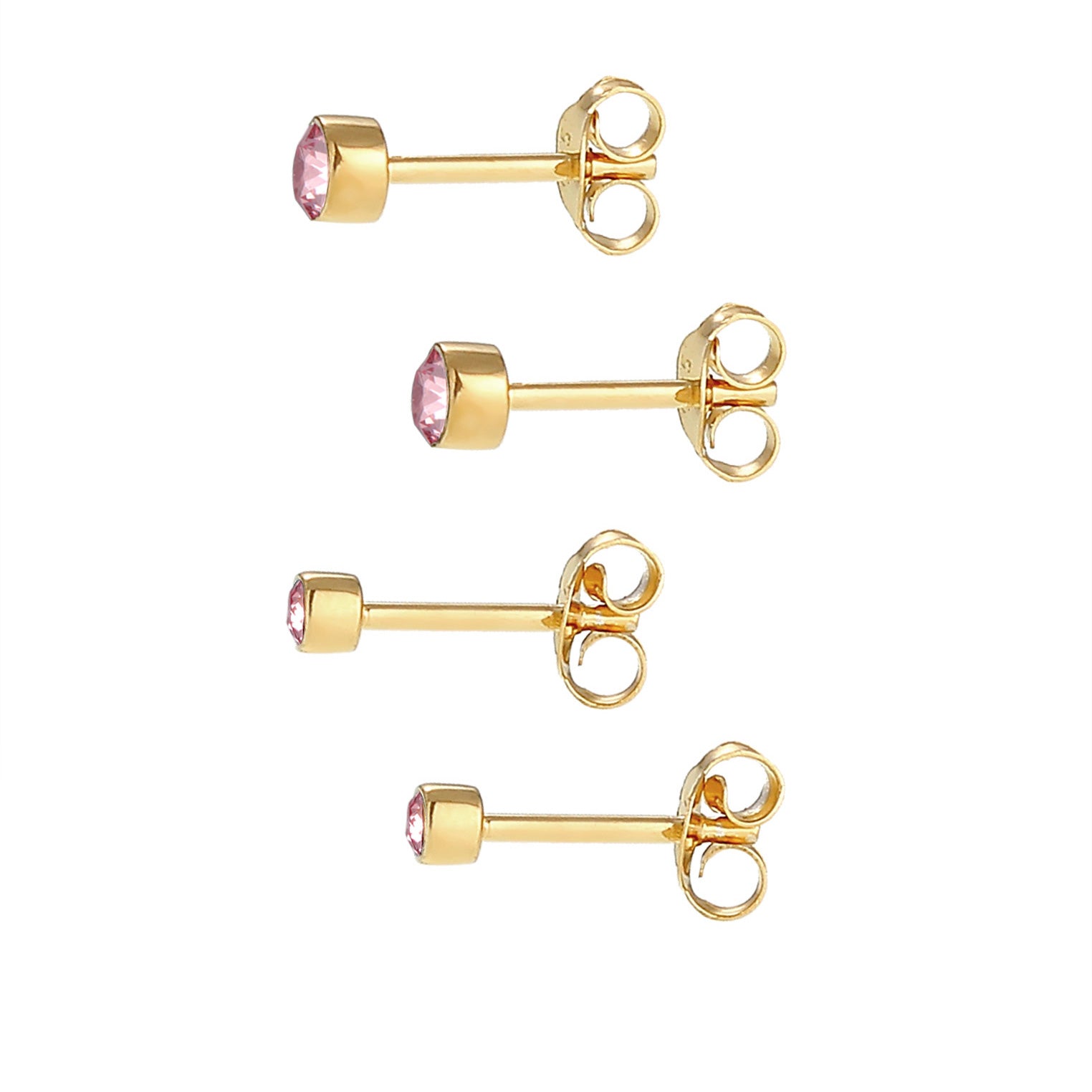 Gold Perhiasan Wanita Perak Asli - Silver Anting Set Crystal Stud Gold Plated