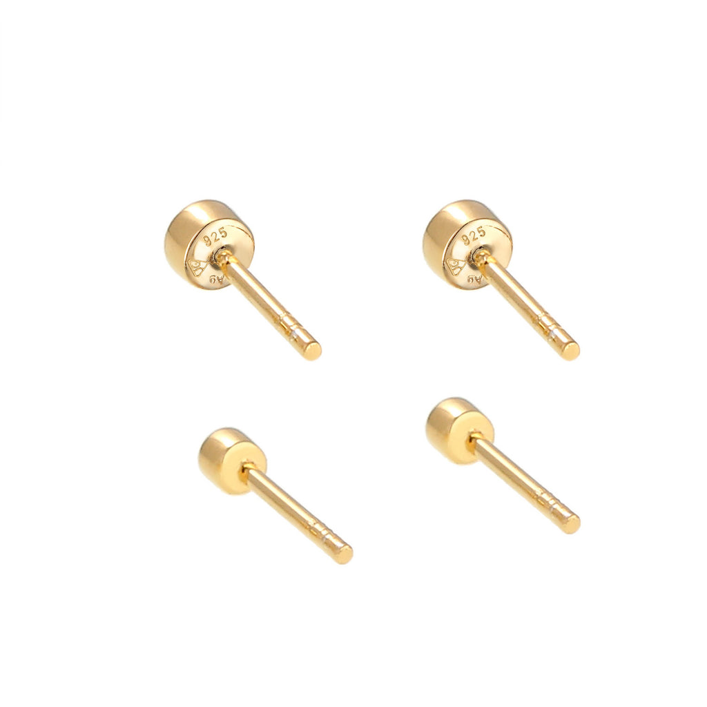 Gold Perhiasan Wanita Perak Asli - Silver Anting Set Crystal Stud Gold Plated