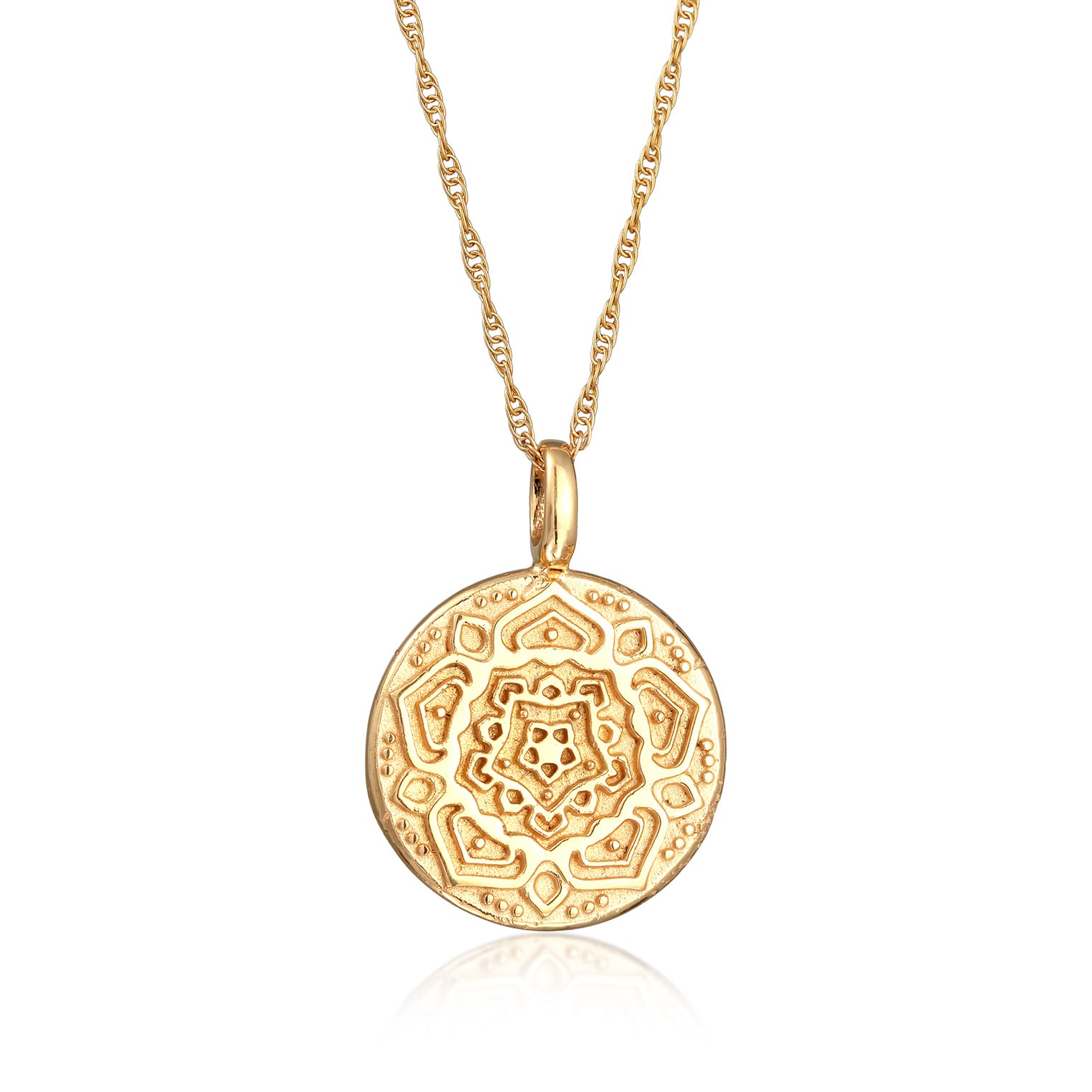 Kalung perak 925 lapis emas dengan liontin mandala elegan Elli Jewelry