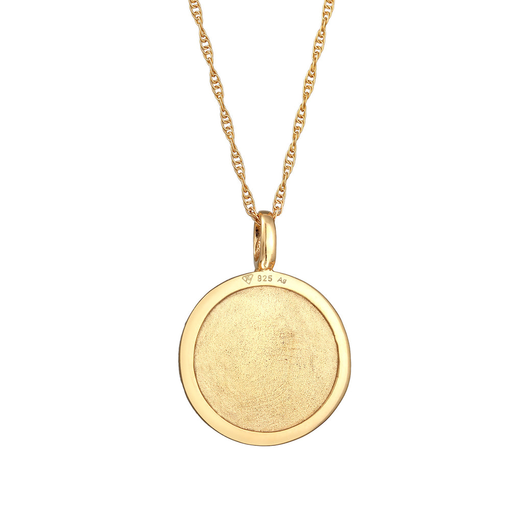 Gold Kalung Perhiasan Perak 925 Wanita Mandala Pendant Round Gold Plated