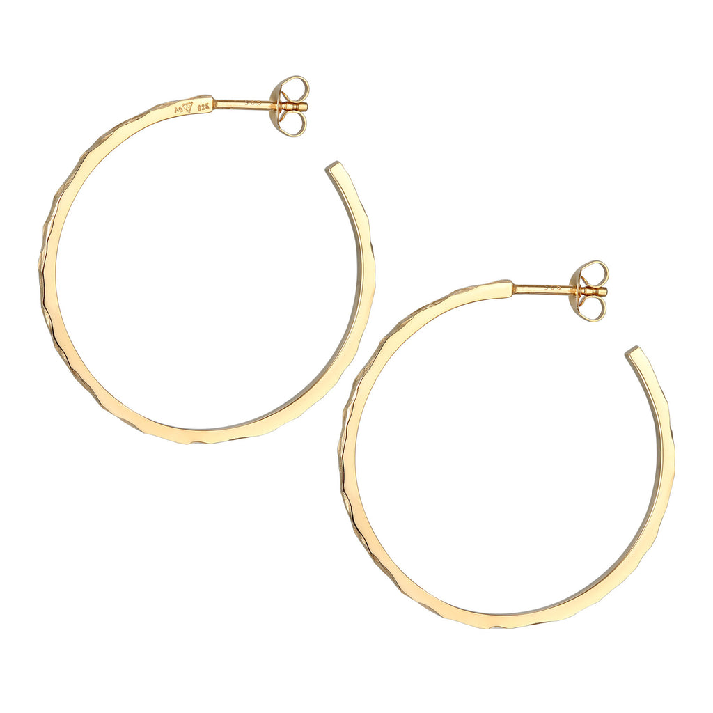 Gold Anting Perhiasan Perak 925 Wanita Creoles Plug Hammered Gold Plated