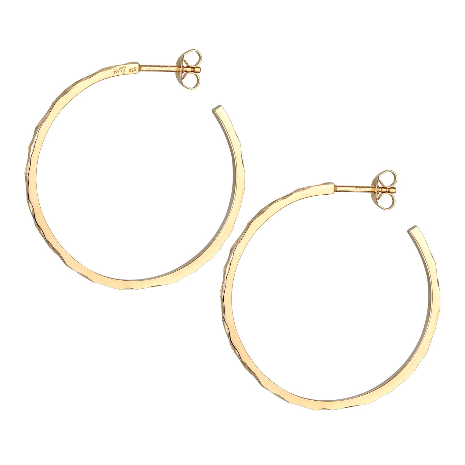 Gold Anting Perhiasan Perak 925 Wanita Creoles Plug Hammered Gold Plated