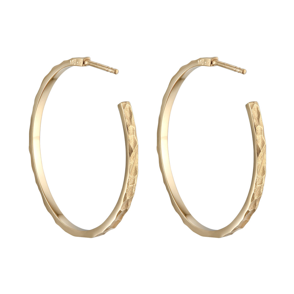 Gold Anting Perhiasan Perak 925 Wanita Creoles Plug Hammered Gold Plated