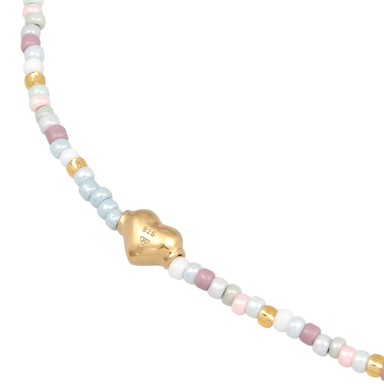 Gold Perhiasan Wanita Perak Asli - Silver Gelang Heart Pendant Glass Beads Summer Colourful Lapis Emas