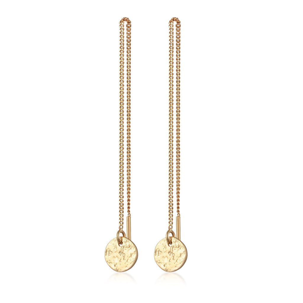 Gold Perhiasan Wanita Perak Asli - Silver Anting Pull Through Platelet Pendant Organic Lapis Emas