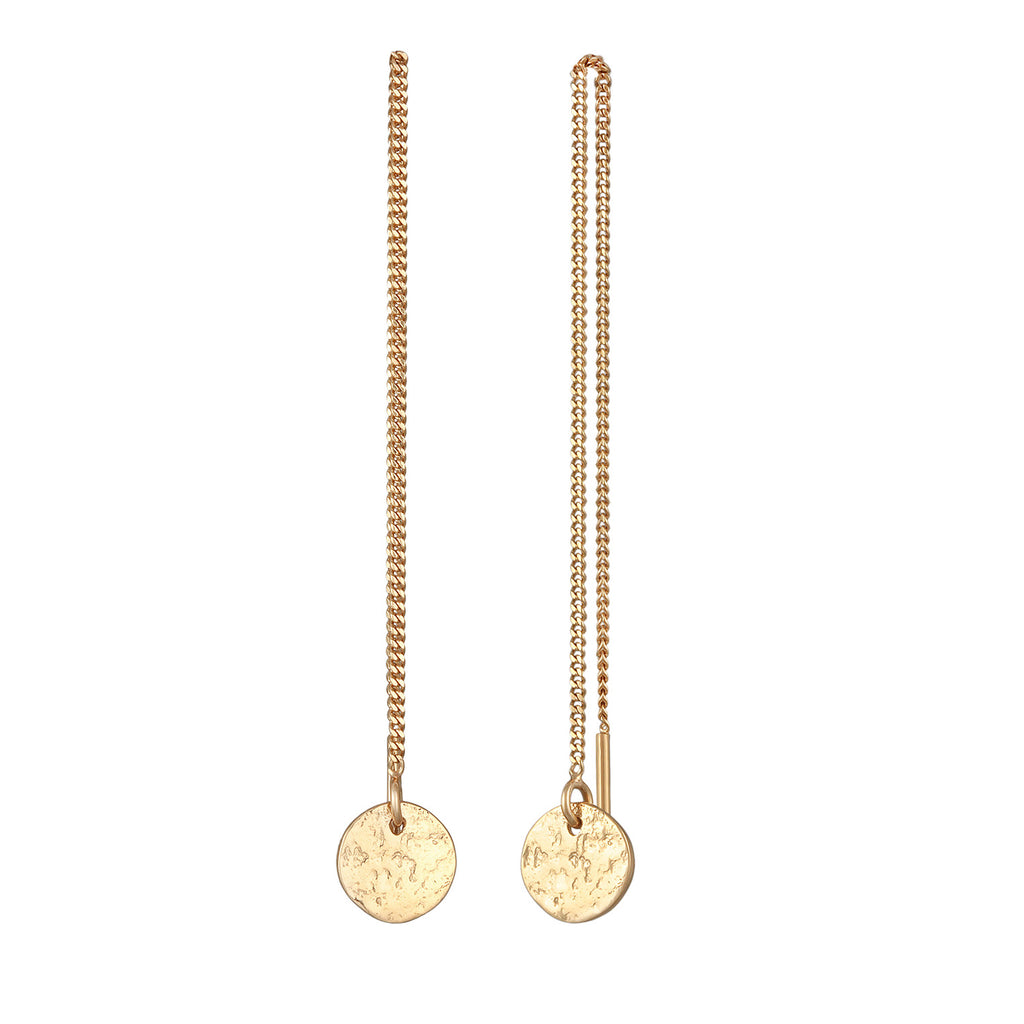 Gold Perhiasan Wanita Perak Asli - Silver Anting Pull Through Platelet Pendant Organic Lapis Emas