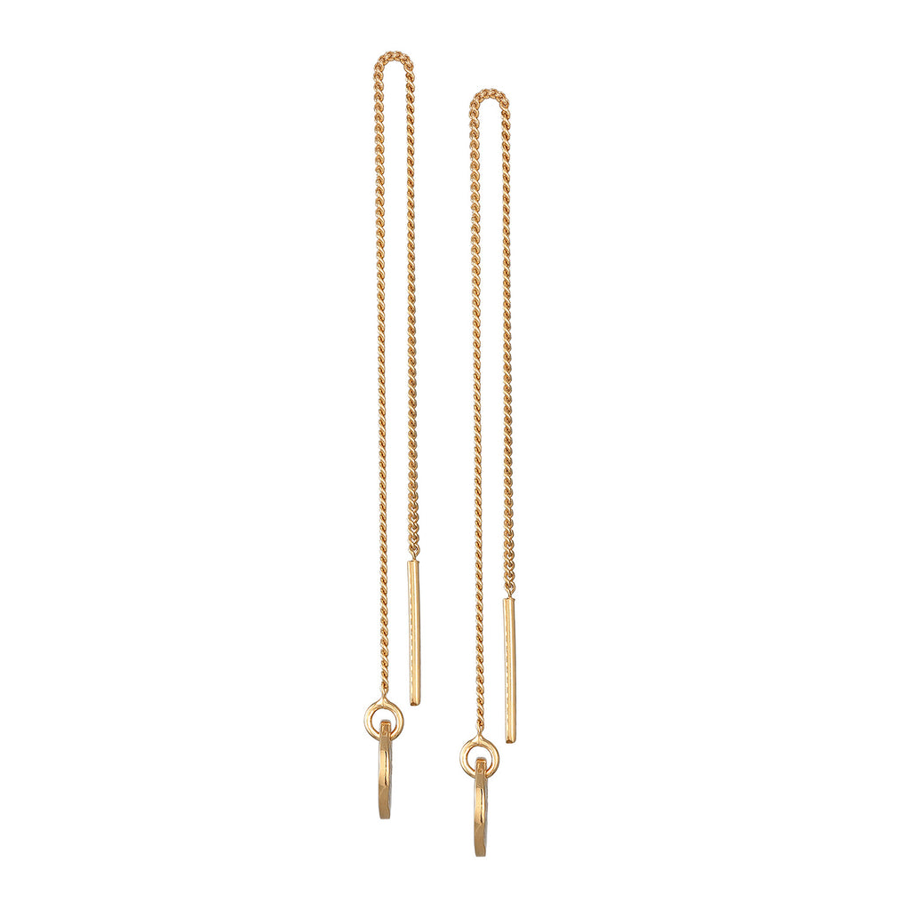 Gold Perhiasan Wanita Perak Asli - Silver Anting Pull Through Platelet Pendant Organic Lapis Emas