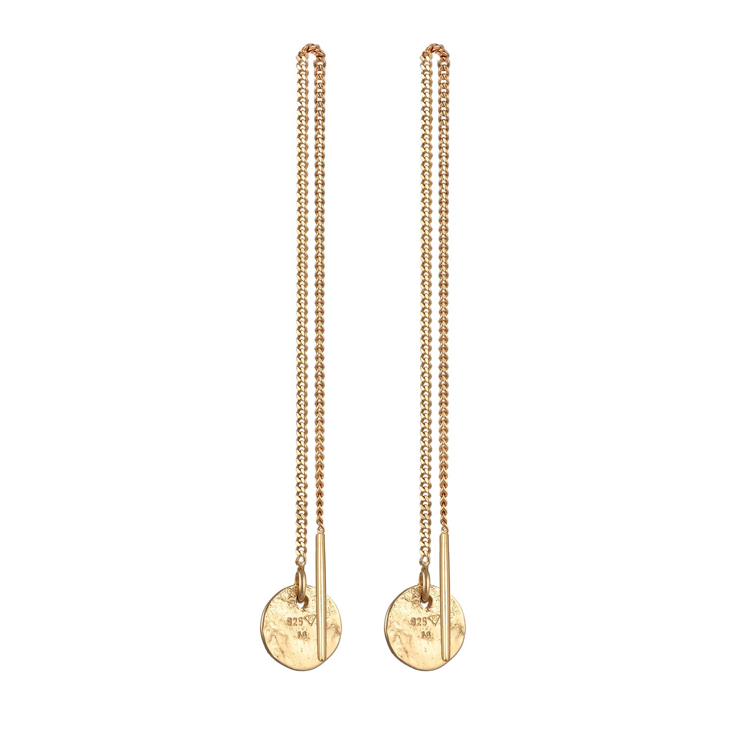 Gold Perhiasan Wanita Perak Asli - Silver Anting Pull Through Platelet Pendant Organic Lapis Emas