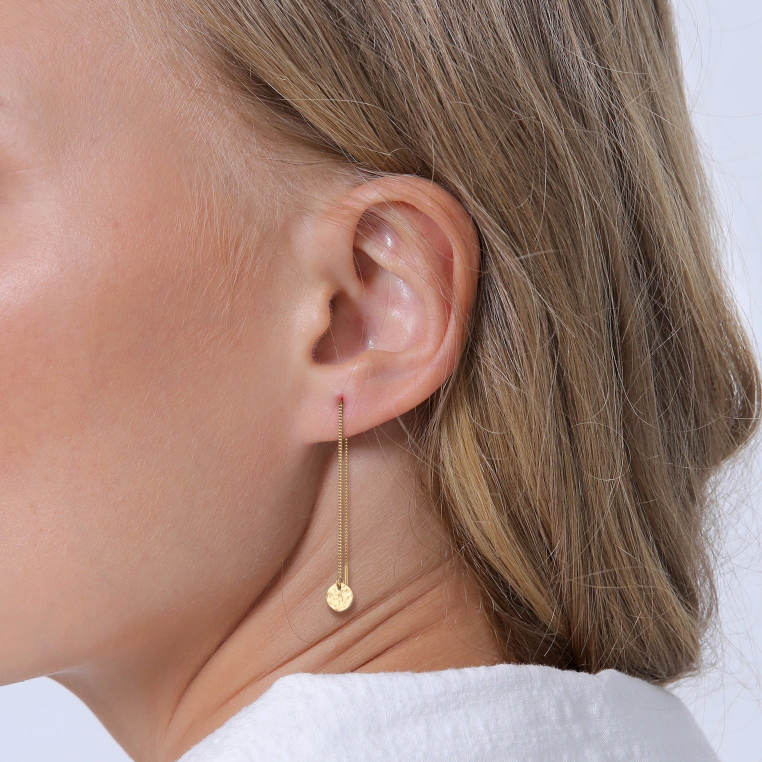 Gold Perhiasan Wanita Perak Asli - Silver Anting Pull Through Platelet Pendant Organic Lapis Emas