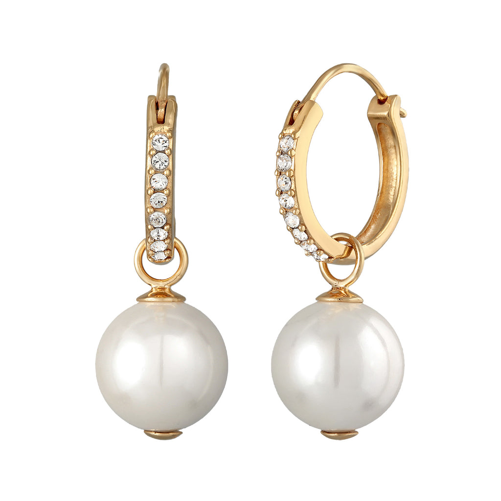 Gold Anting Perhiasan Perak 925 Wanita Creoles Sparkling Shell Core Pearls And Crystals Gold Plated