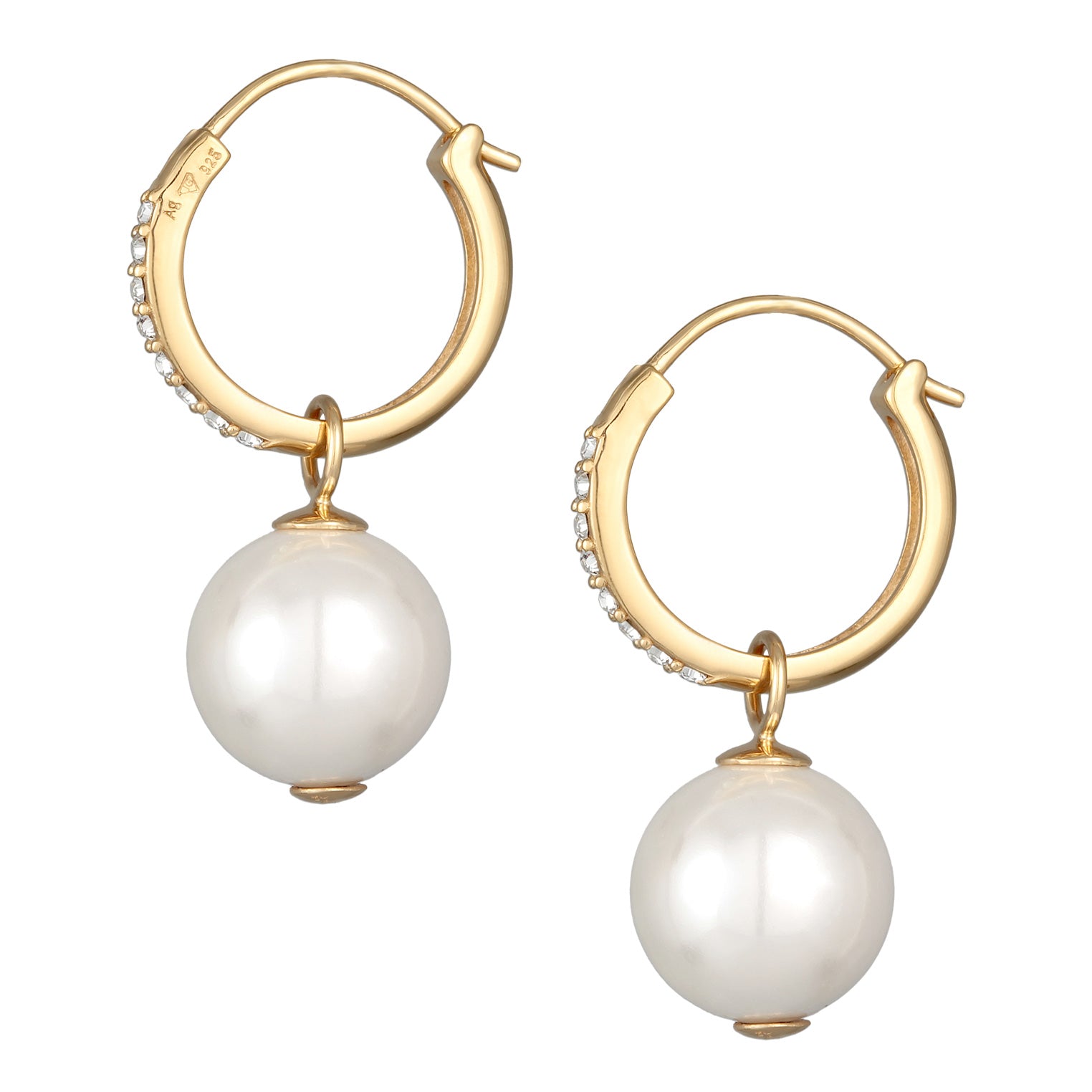 Gold Anting Perhiasan Perak 925 Wanita Creoles Sparkling Shell Core Pearls And Crystals Gold Plated