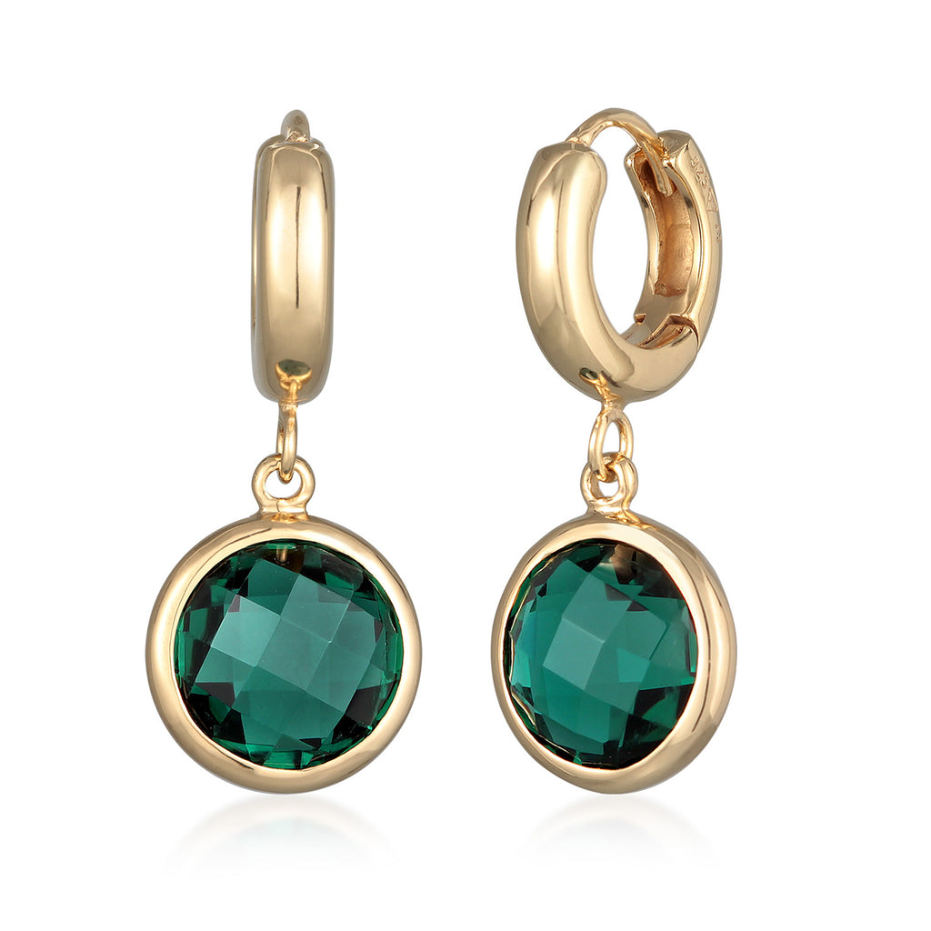 Anting perak 925 lapis emas dengan quartz green elegan Elli Jewelry