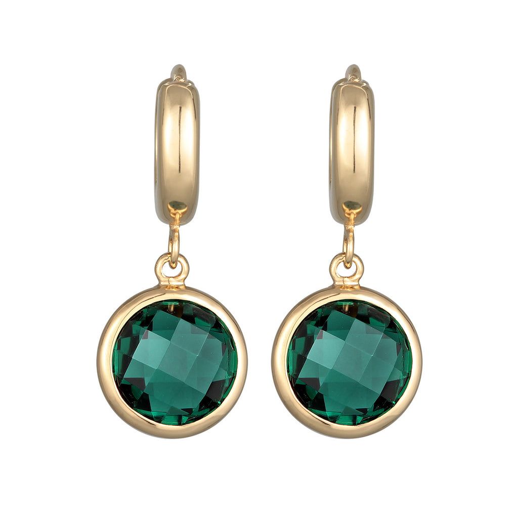 Anting perak 925 lapis emas dengan quartz green elegan Elli Jewelry