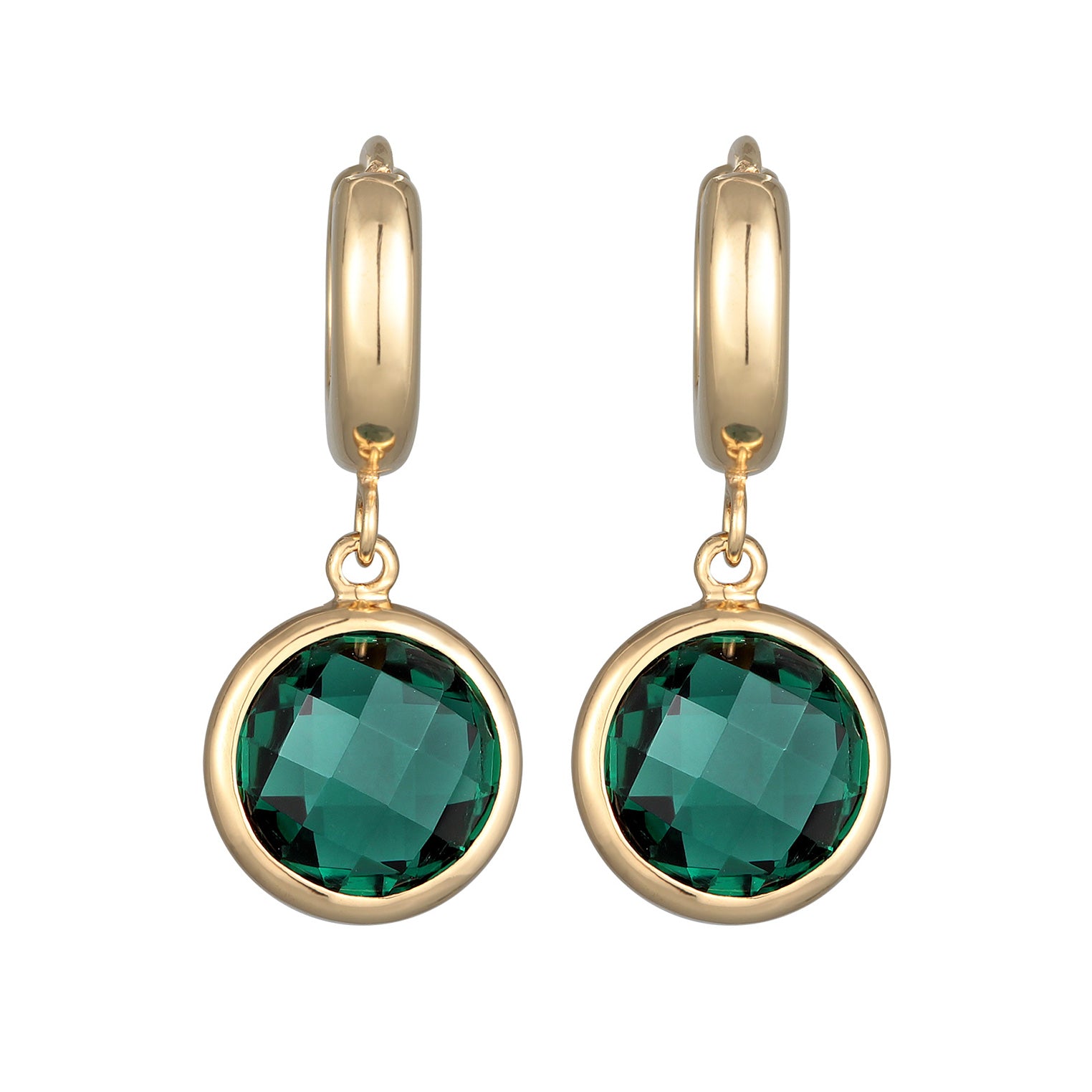Anting perak 925 lapis emas dengan quartz green elegan Elli Jewelry