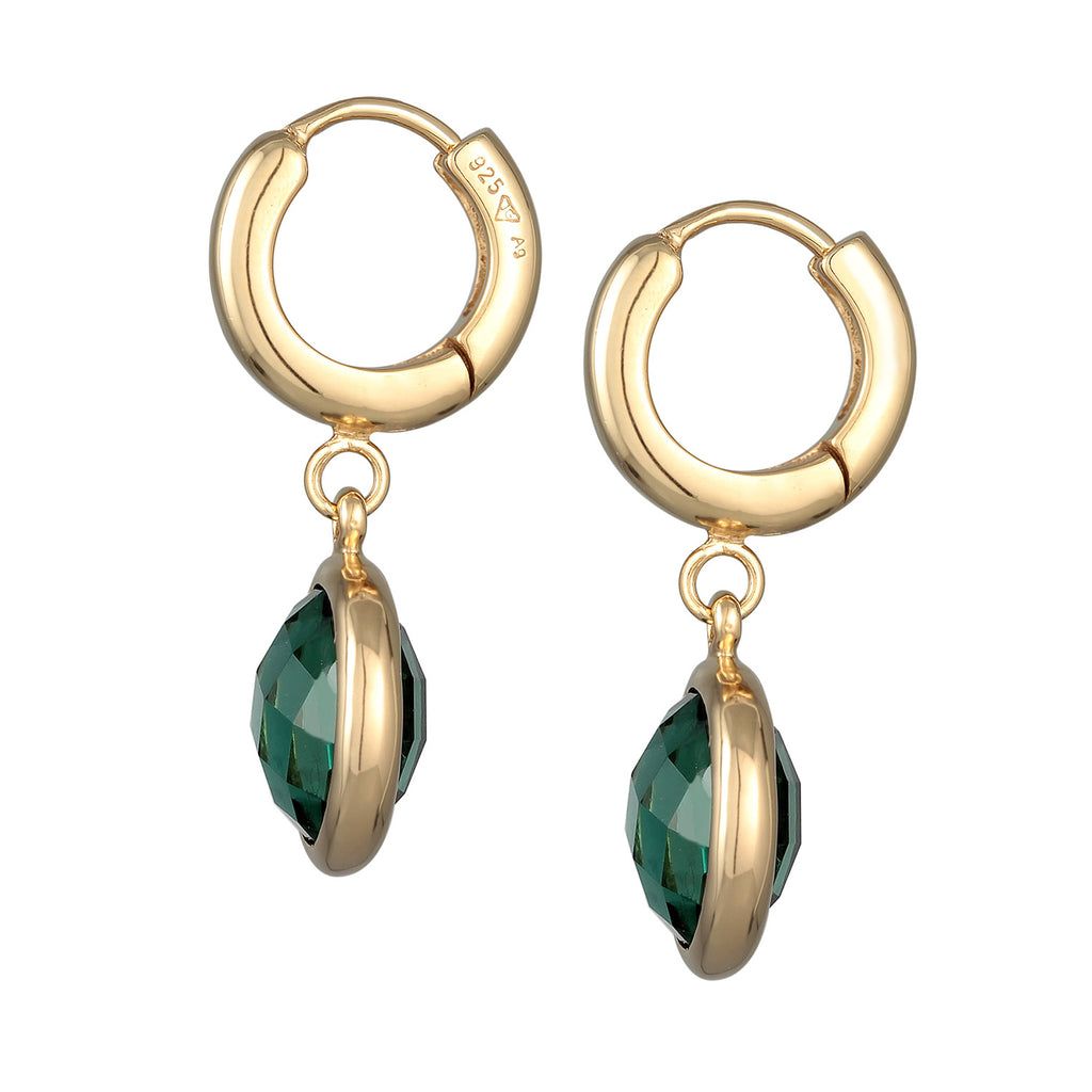 Anting perak 925 lapis emas dengan quartz green elegan Elli Jewelry