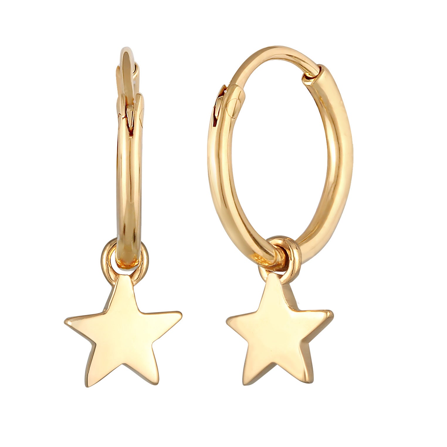 Gold Perhiasan Wanita Perak Asli - Silver Anting Creoles Pendant Star Gold Plated