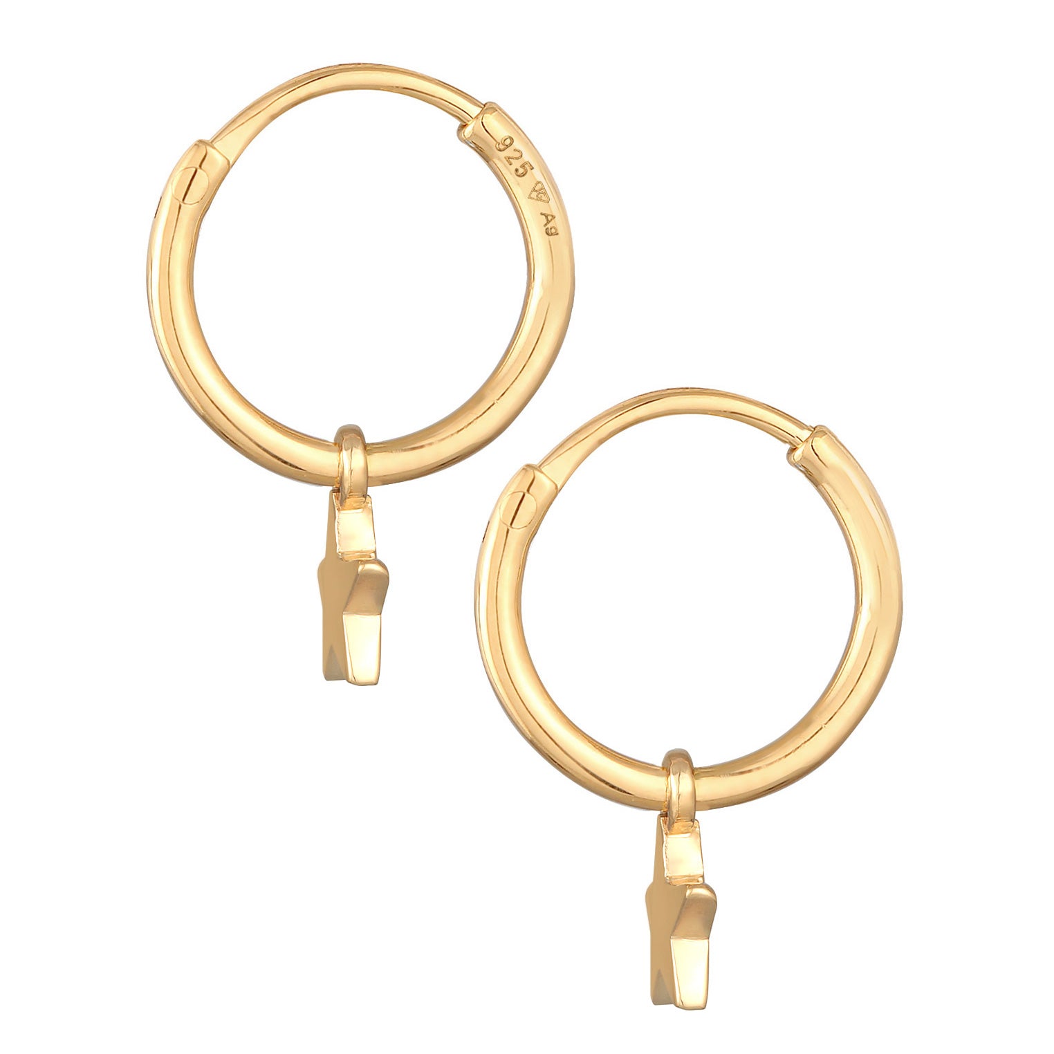 Gold Perhiasan Wanita Perak Asli - Silver Anting Creoles Pendant Star Gold Plated