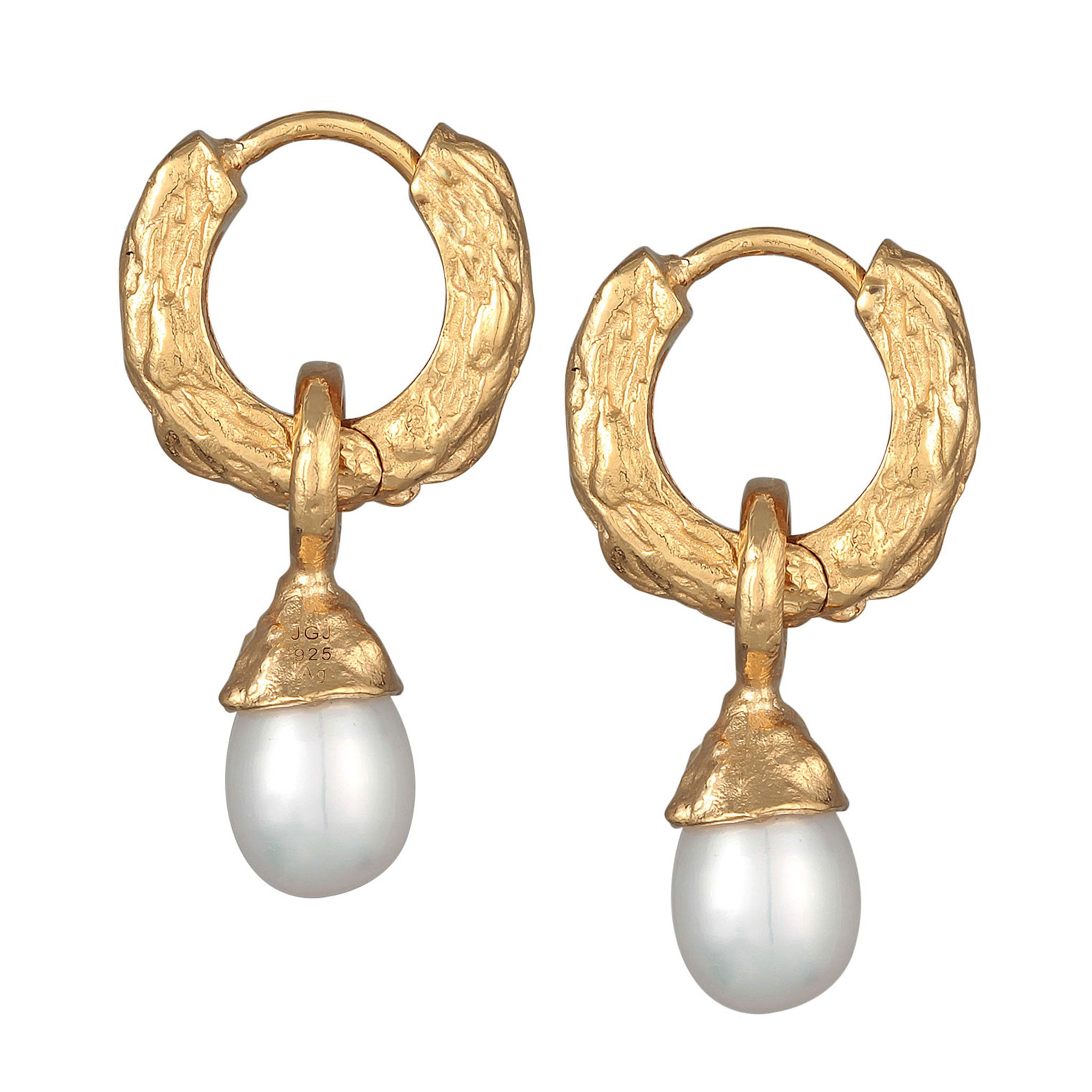 Gold Perhiasan Wanita Perak Asli - Silver Anting Creoles Organic Pendant Freshwater Pearls Lapis Emas
