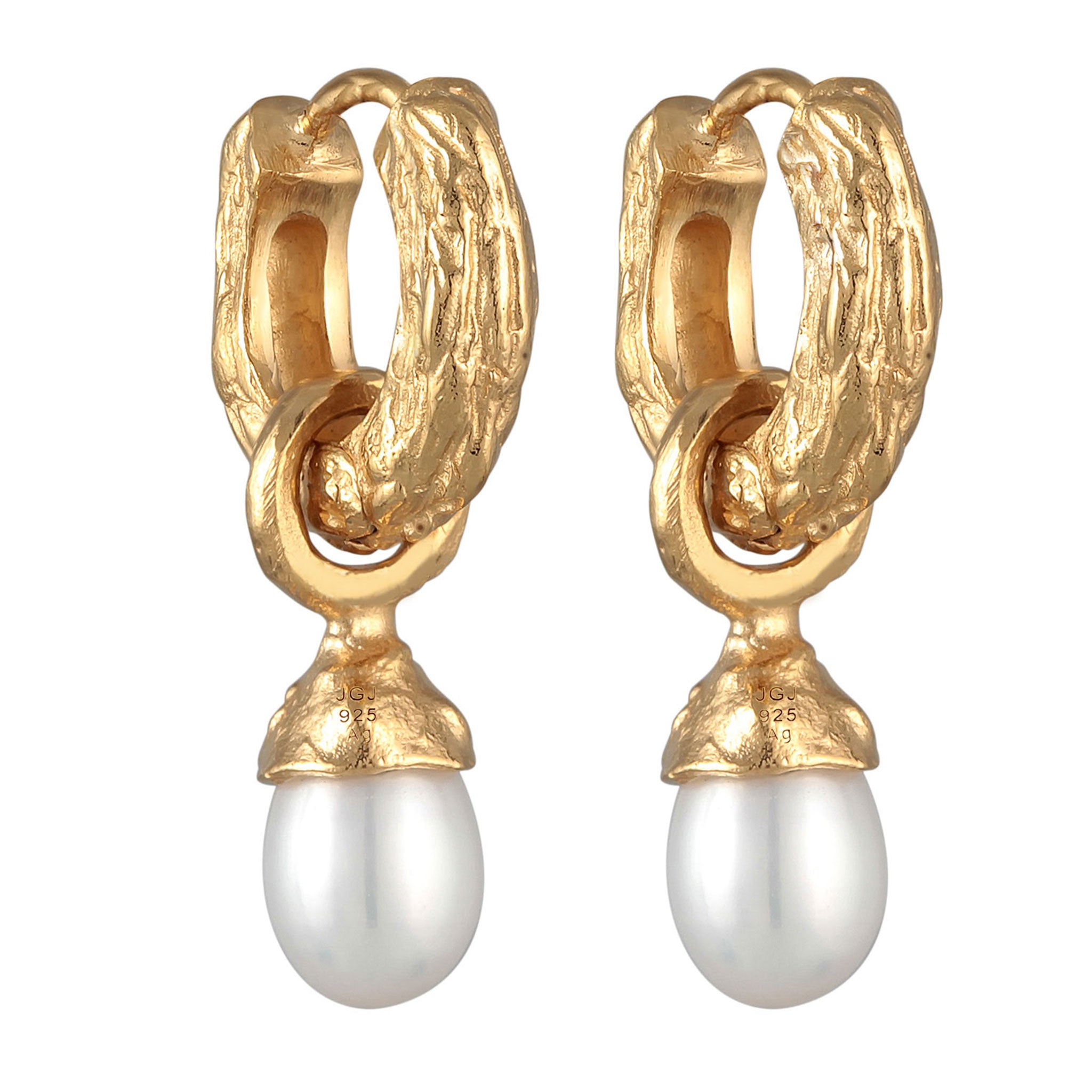Gold Perhiasan Wanita Perak Asli - Silver Anting Creoles Organic Pendant Freshwater Pearls Lapis Emas