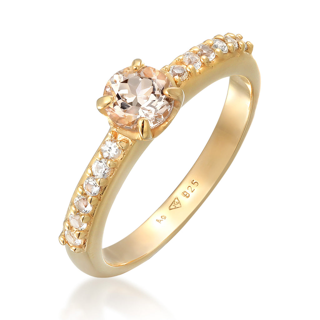 Gold - Elli PREMIUM | Elegant With Topaz And Morganite Ring 925 Silver Gold Plated
