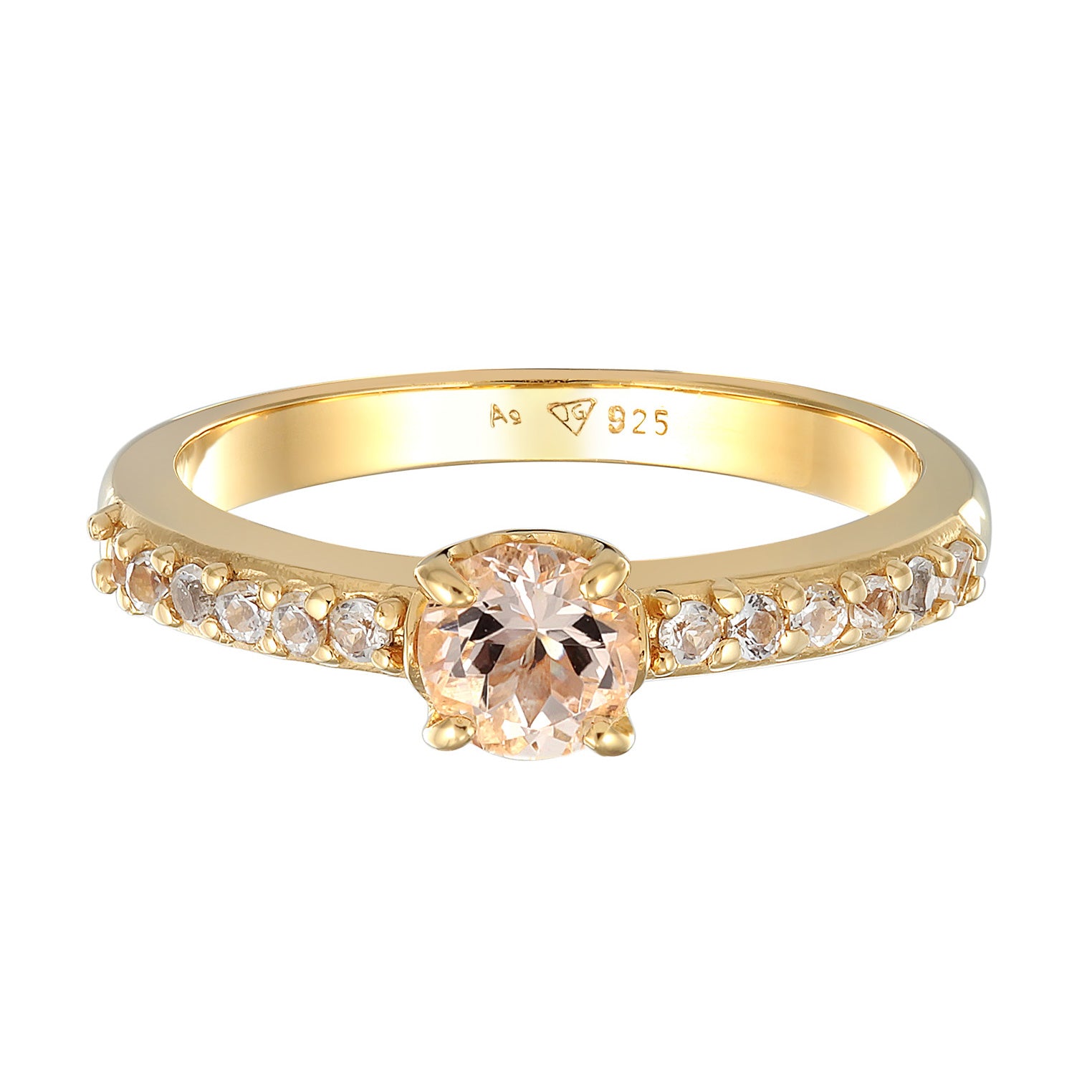 Gold Cincin Perhiasan Perak 925 Wanita Engagement Elegant Topaz And Morganite Gold Plated