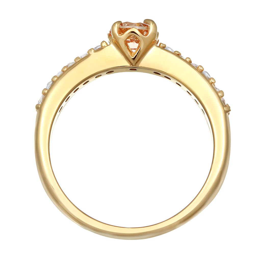 Gold Cincin Perhiasan Perak 925 Wanita Engagement Elegant Topaz And Morganite Gold Plated