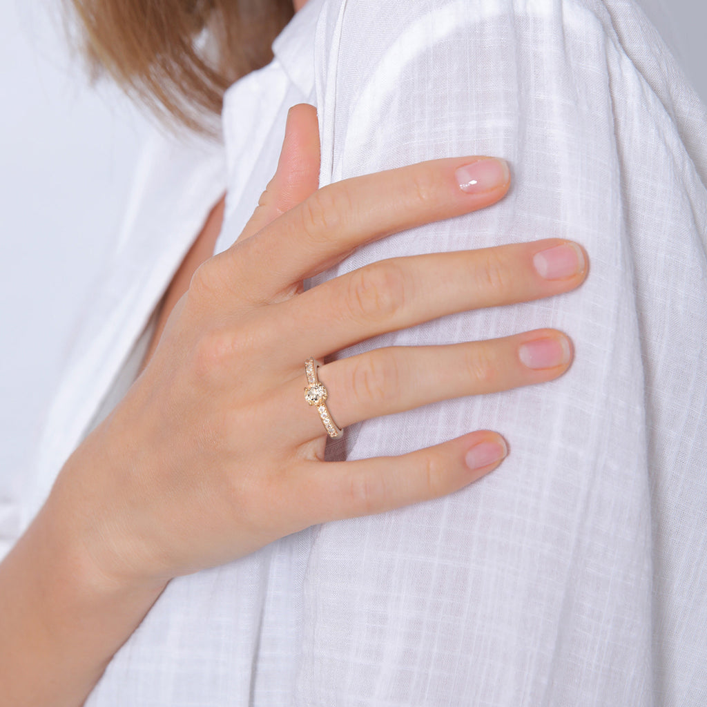 Gold Cincin Perhiasan Perak 925 Wanita Engagement Elegant Topaz And Morganite Gold Plated