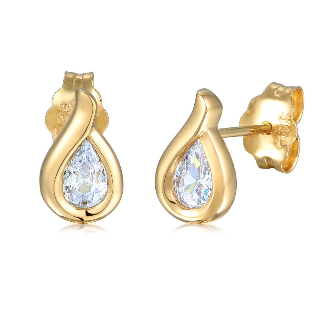Gold Anting Perhiasan Emas 375 Wanita Drop Zirconia