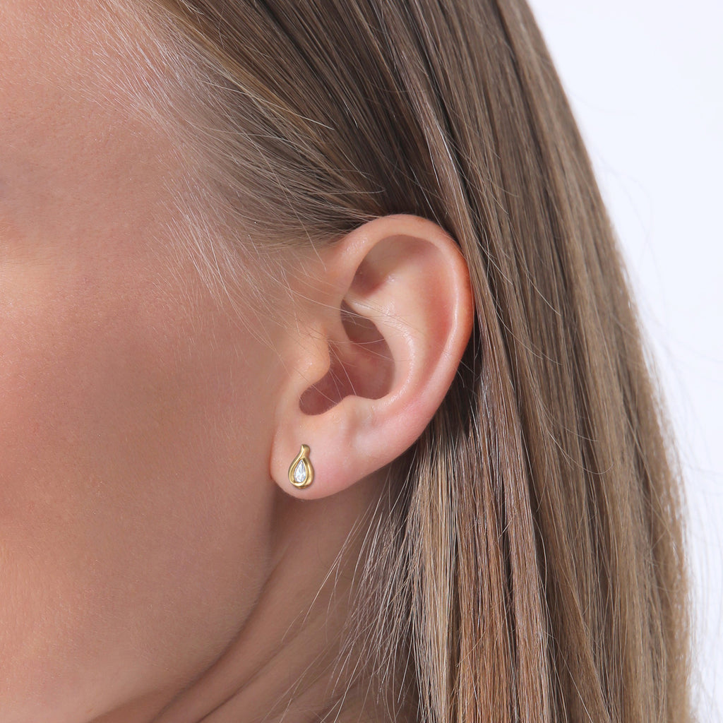 Gold Anting Perhiasan Emas 375 Wanita Drop Zirconia