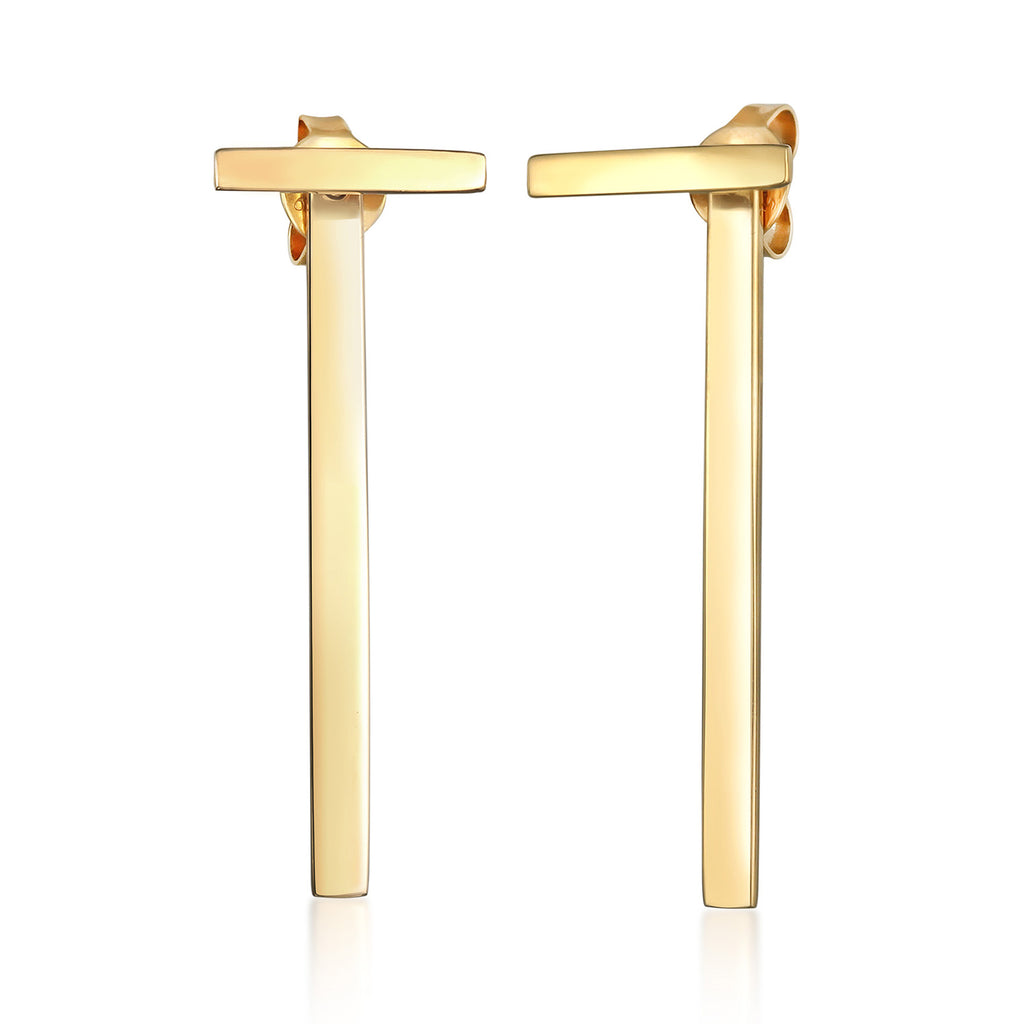 Geo Bar Drop Earrings 925 Silver Gold Plated